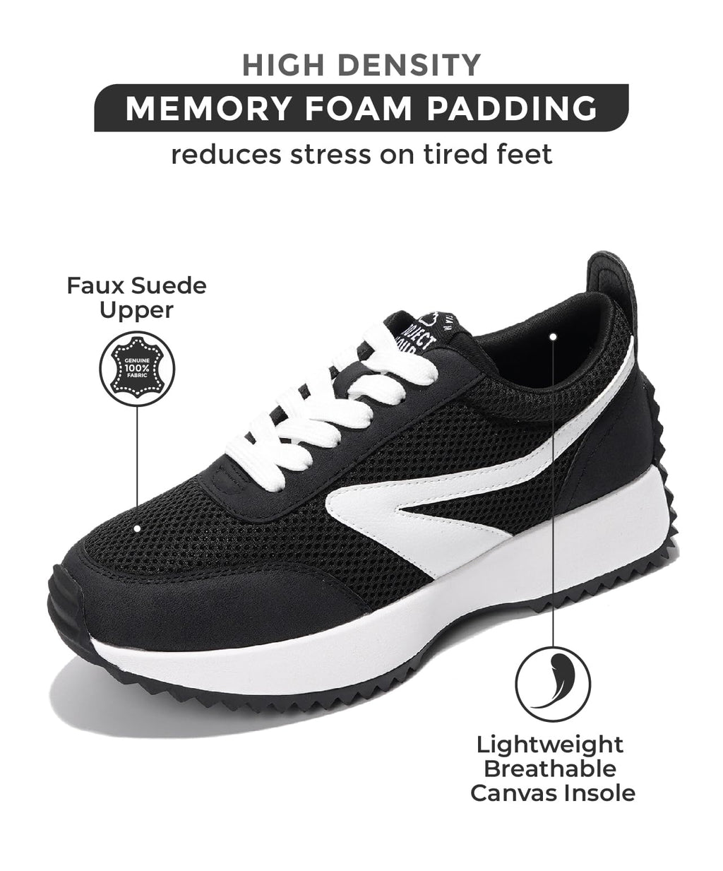 Project Cloud Womens Sneakers - Memory Foam Insole and Lightweight Spring Shoes - Non-Slip Lace Up Trendy Shoes - Fashion Sneakers for Women 2025