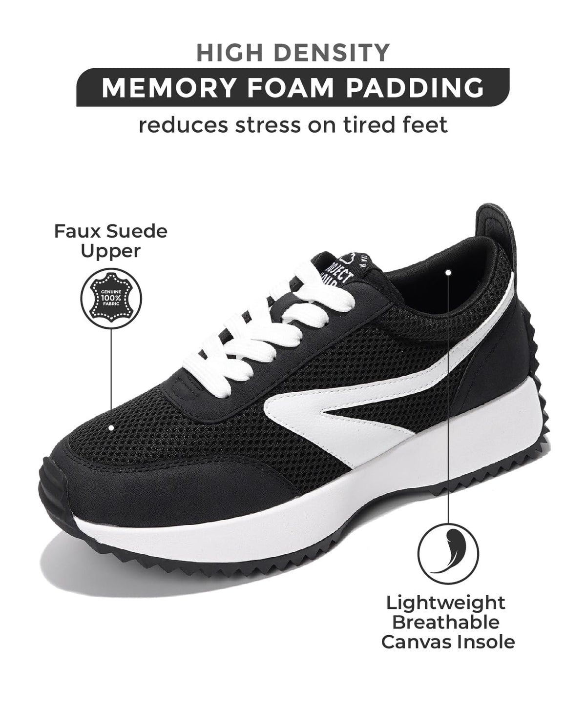 Project Cloud Womens Sneakers - Memory Foam Insole and Lightweight Spring Shoes - Non-Slip Lace Up Trendy Shoes - Fashion Sneakers for Women 2025