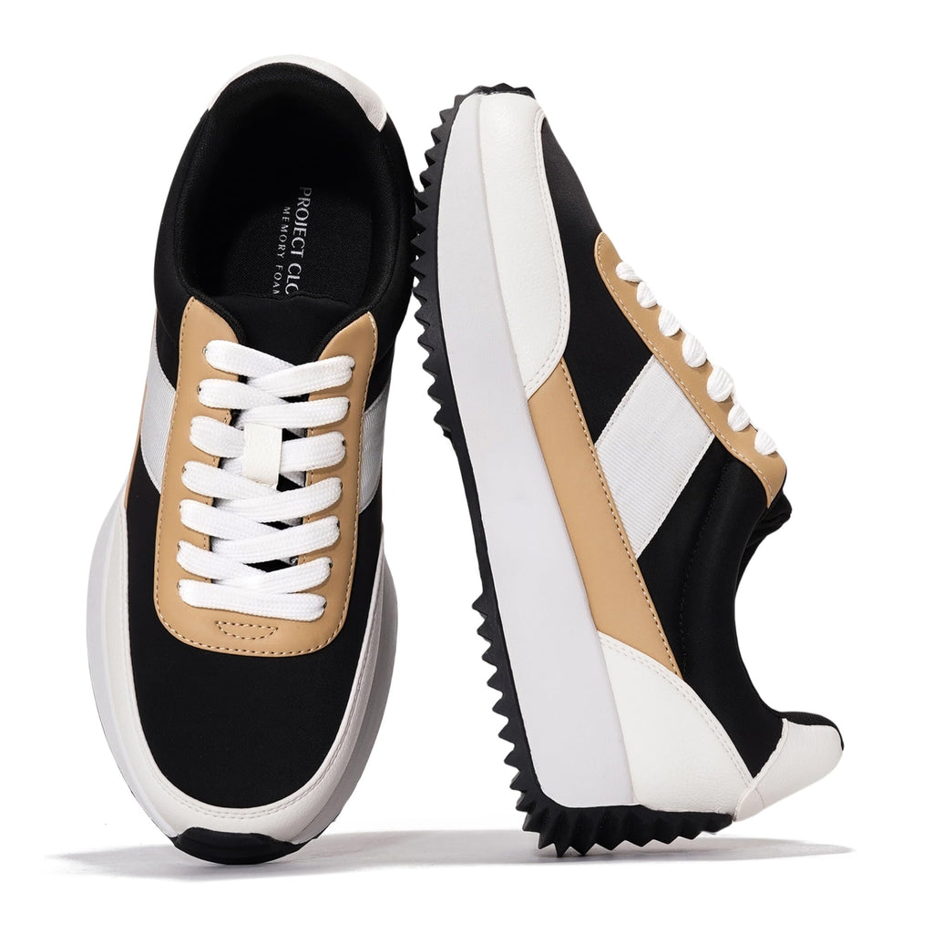Project Cloud Womens Sneakers - Memory Foam Insole and Lightweight Spring Shoes - Non-Slip Lace Up Trendy Shoes - Fashion Sneakers for Women 2025