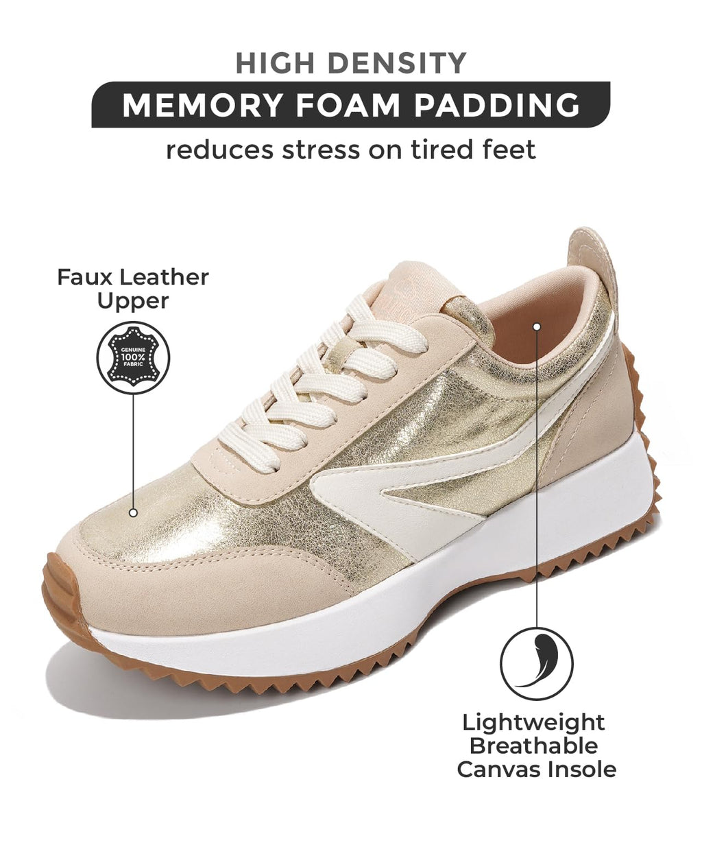 Project Cloud Womens Sneakers - Memory Foam Insole and Lightweight Spring Shoes - Non-Slip Lace Up Trendy Shoes - Fashion Sneakers for Women 2025