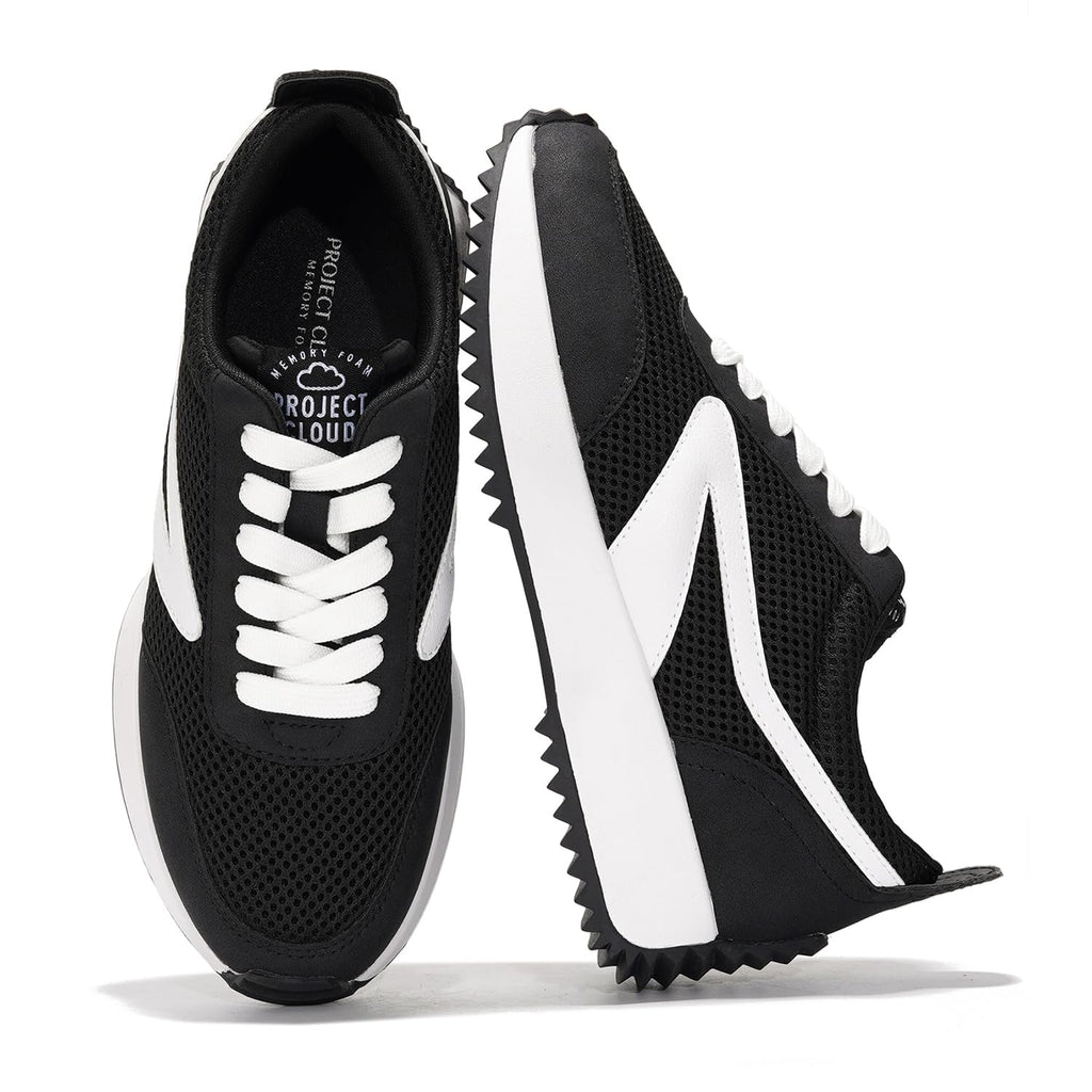 Project Cloud Womens Sneakers - Memory Foam Insole and Lightweight Spring Shoes - Non-Slip Lace Up Trendy Shoes - Fashion Sneakers for Women 2025