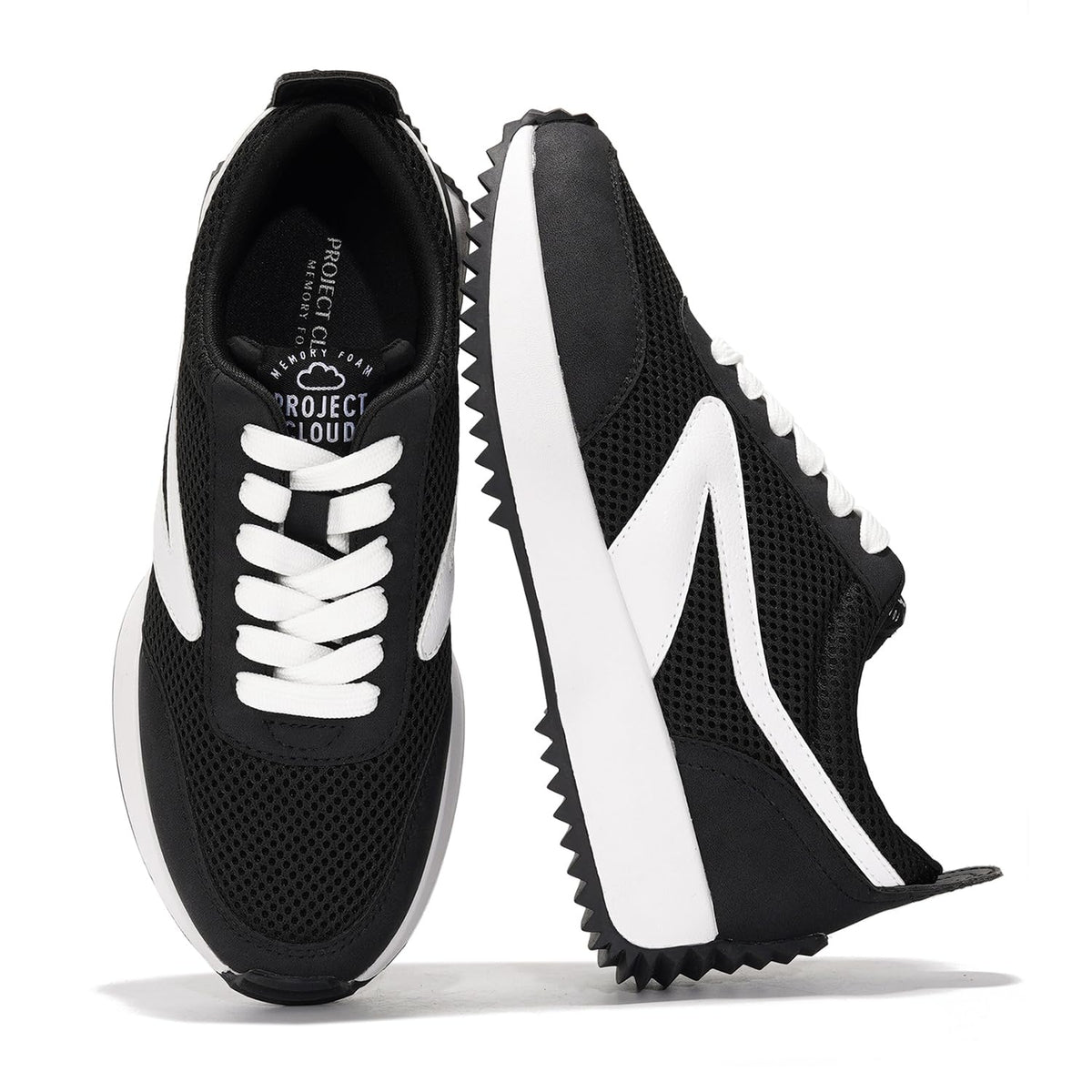 Project Cloud Womens Sneakers - Memory Foam Insole and Lightweight Spring Shoes - Non-Slip Lace Up Trendy Shoes - Fashion Sneakers for Women 2025